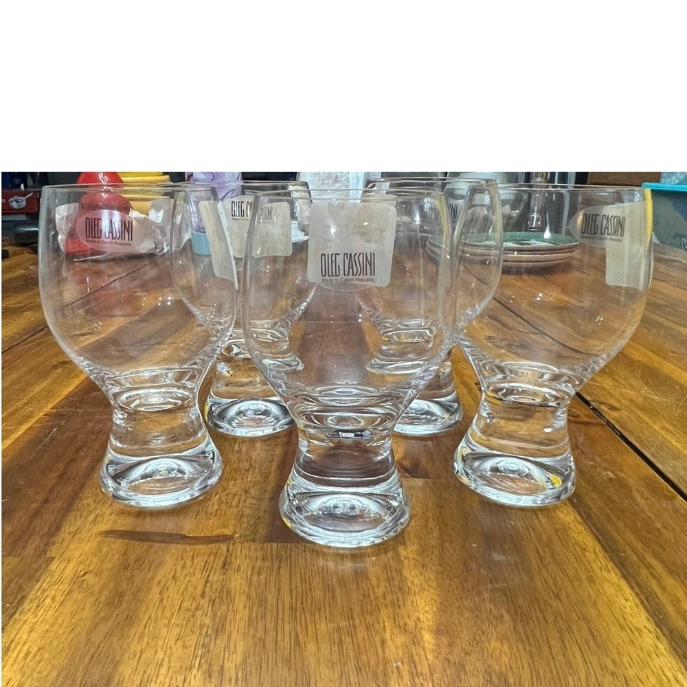 Oleg‎ Cassini Crystal Glasses Set of 5 Clear NWOT Weighted Pedestal 5.5in - Picture 6 of 6